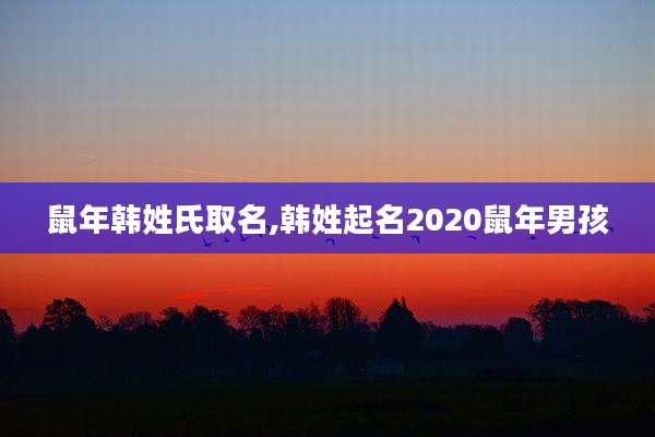 鼠年韩姓氏取名,韩姓起名2020鼠年男孩
