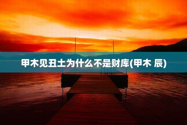 甲木见丑土为什么不是财库(甲木 辰)