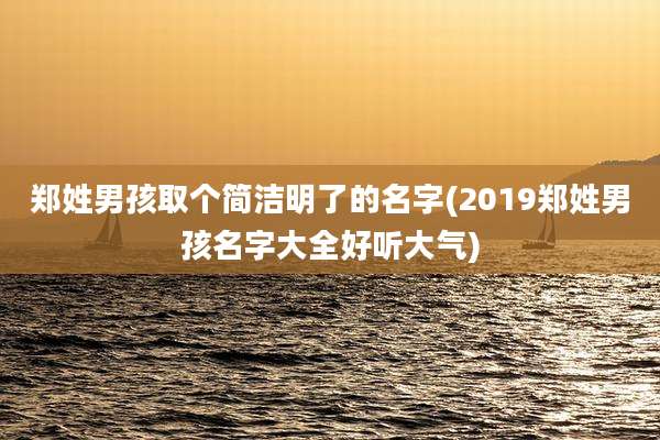 郑姓男孩取个简洁明了的名字(2019郑姓男孩名字大全好听大气)