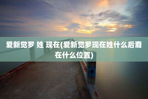 爱新觉罗 姓 现在(爱新觉罗现在姓什么后裔在什么位置)