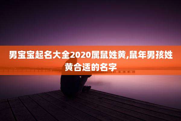 男宝宝起名大全2020属鼠姓黄,鼠年男孩姓黄合适的名字