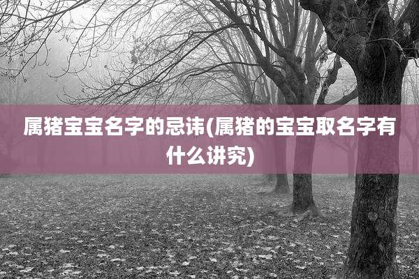 属猪宝宝名字的忌讳(属猪的宝宝取名字有什么讲究)
