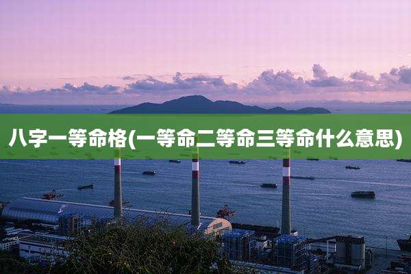八字一等命格(一等命二等命三等命什么意思)