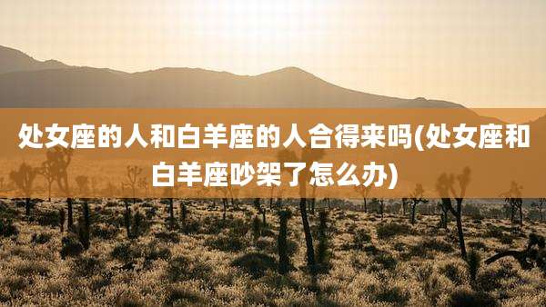 处女座的人和白羊座的人合得来吗(处女座和白羊座吵架了怎么办)