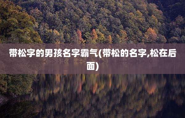 带松字的男孩名字霸气(带松的名字,松在后面)
