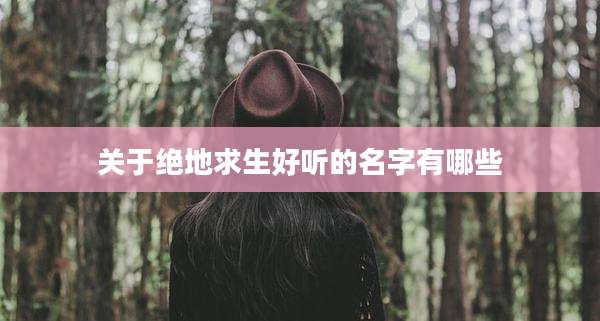 关于绝地求生好听的名字有哪些
