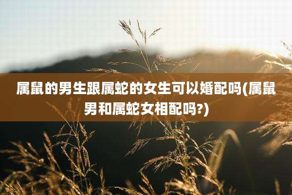 属鼠的男生跟属蛇的女生可以婚配吗(属鼠男和属蛇女相配吗?)