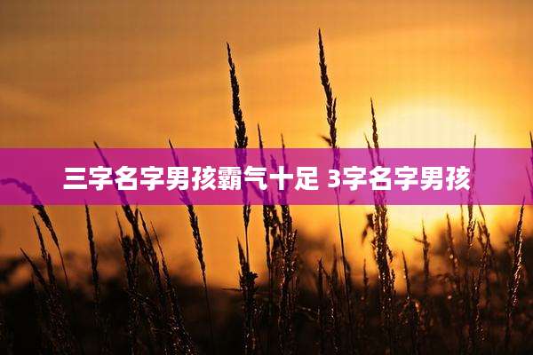 三字名字男孩霸气十足 3字名字男孩