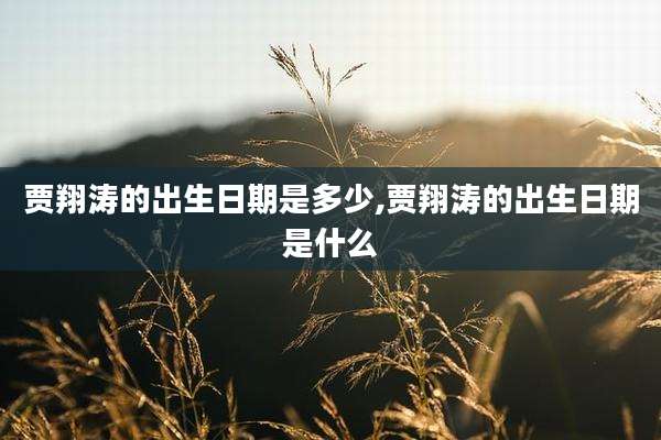 贾翔涛的出生日期是多少,贾翔涛的出生日期是什么