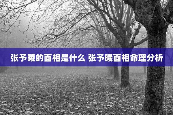 张予曦的面相是什么 张予曦面相命理分析