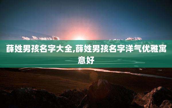 薛姓男孩名字大全,薛姓男孩名字洋气优雅寓意好