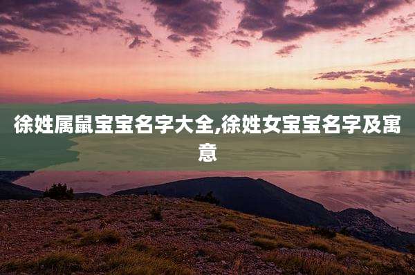 徐姓属鼠宝宝名字大全,徐姓女宝宝名字及寓意