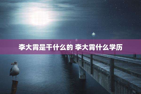 李大霄是干什么的 李大霄什么学历