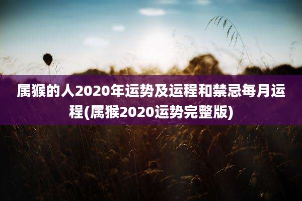 属猴的人2020年运势及运程和禁忌每月运程(属猴2020运势完整版)