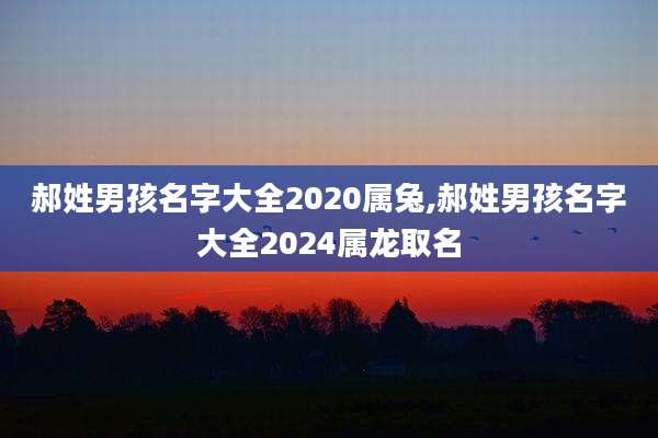 郝姓男孩名字大全2020属兔,郝姓男孩名字大全2024属龙取名