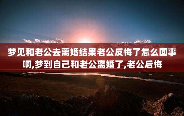 梦见和老公去离婚结果老公反悔了怎么回事啊,梦到自己和老公离婚了,老公后悔