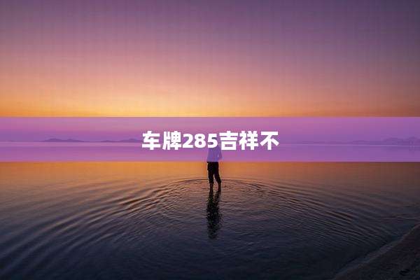 车牌285吉祥不