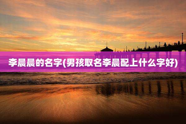 李晨晨的名字(男孩取名李晨配上什么字好)