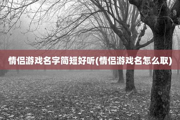 情侣游戏名字简短好听(情侣游戏名怎么取)