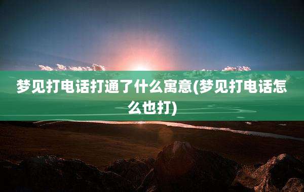 梦见打电话打通了什么寓意(梦见打电话怎么也打)