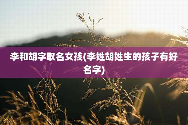 李和胡字取名女孩(李姓胡姓生的孩子有好名字)