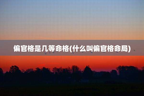 偏官格是几等命格(什么叫偏官格命局)