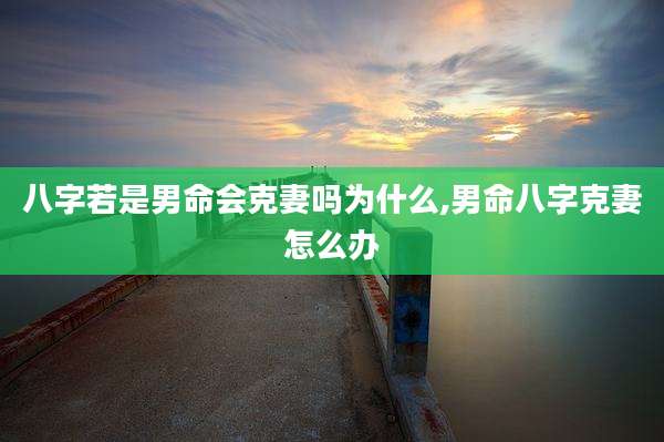 八字若是男命会克妻吗为什么,男命八字克妻怎么办