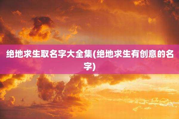 绝地求生取名字大全集(绝地求生有创意的名字)