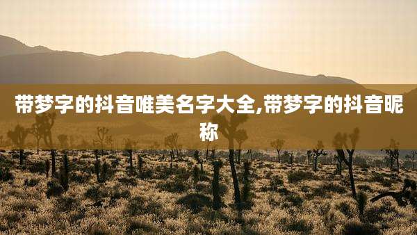 带梦字的抖音唯美名字大全,带梦字的抖音昵称