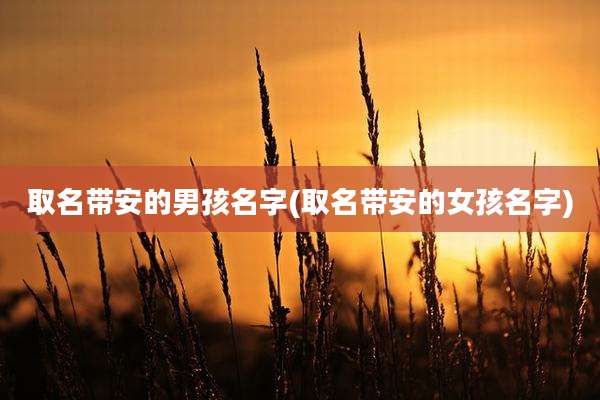 取名带安的男孩名字(取名带安的女孩名字)