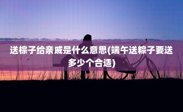 送棕子给亲戚是什么意思(端午送粽子要送多少个合适)