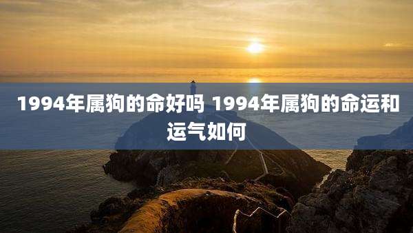 1994年属狗的命好吗 1994年属狗的命运和运气如何