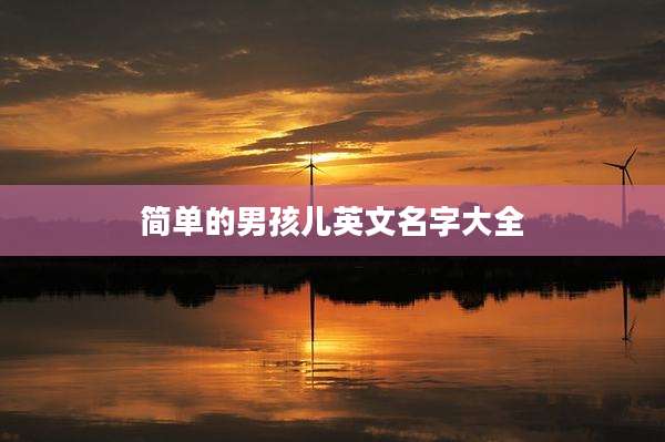 简单的男孩儿英文名字大全