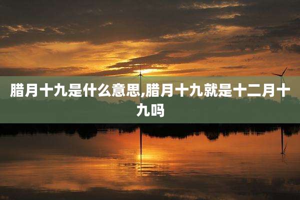 腊月十九是什么意思,腊月十九就是十二月十九吗