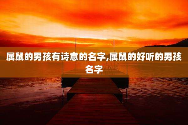 属鼠的男孩有诗意的名字,属鼠的好听的男孩名字