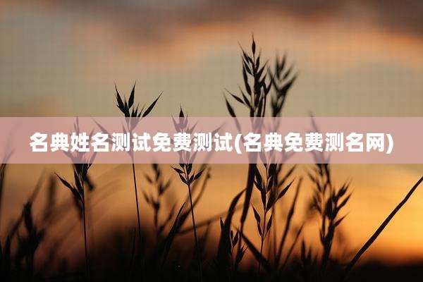 名典姓名测试免费测试(名典免费测名网)