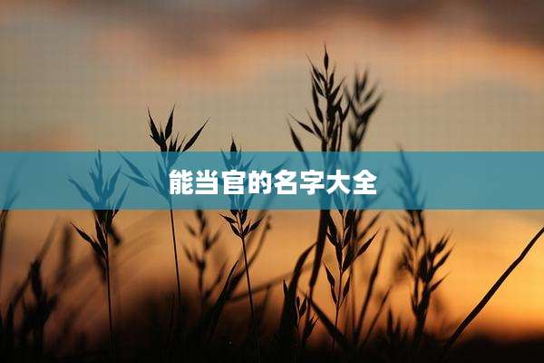 能当官的名字大全