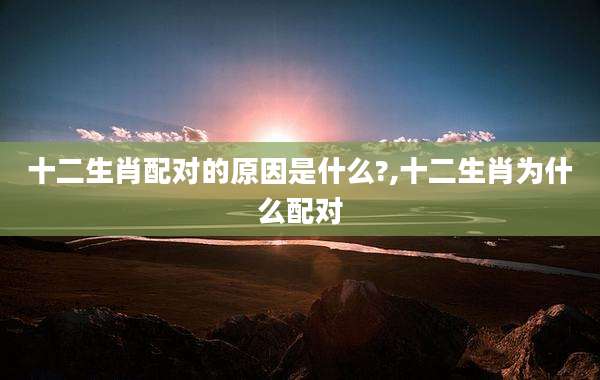 十二生肖配对的原因是什么?,十二生肖为什么配对