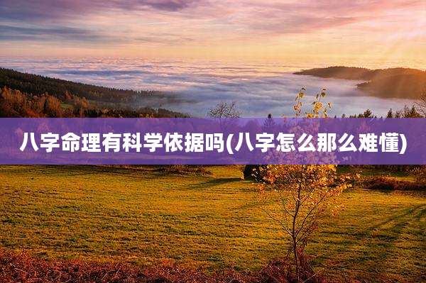 八字命理有科学依据吗(八字怎么那么难懂)