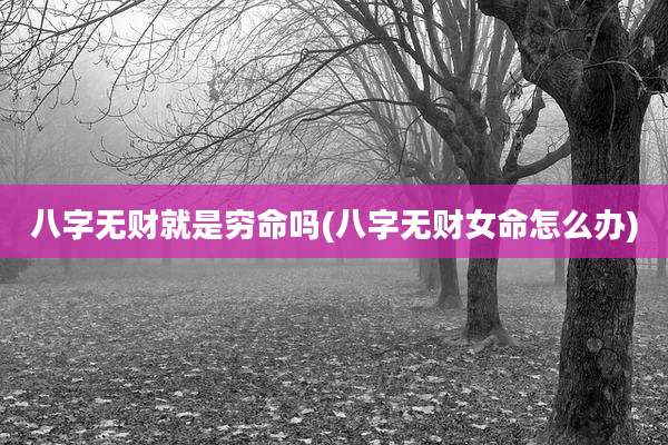 八字无财就是穷命吗(八字无财女命怎么办)