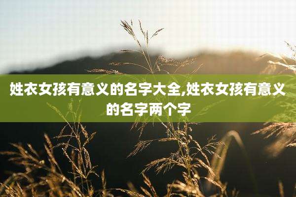 姓衣女孩有意义的名字大全,姓衣女孩有意义的名字两个字