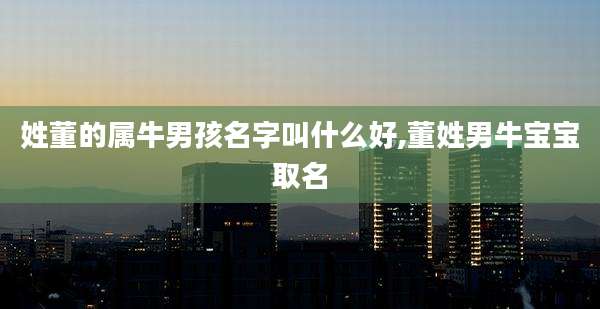 姓董的属牛男孩名字叫什么好,董姓男牛宝宝取名