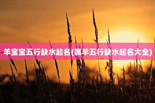 羊宝宝五行缺水起名(属羊五行缺水起名大全)