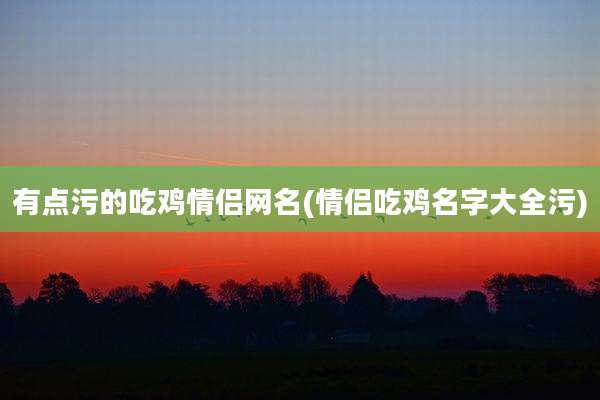 有点污的吃鸡情侣网名(情侣吃鸡名字大全污)