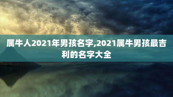 属牛人2021年男孩名字,2021属牛男孩最吉利的名字大全