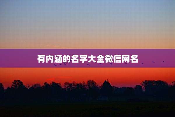 有内涵的名字大全微信网名