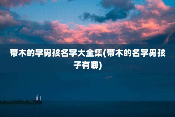 带木的字男孩名字大全集(带木的名字男孩子有哪)