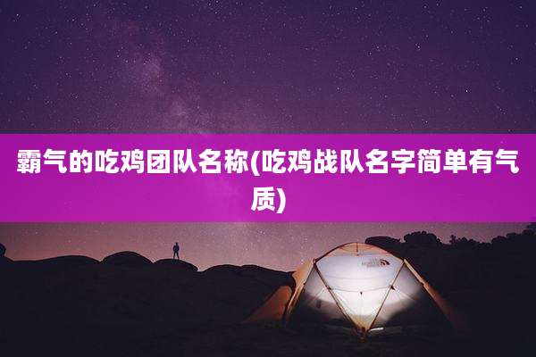 霸气的吃鸡团队名称(吃鸡战队名字简单有气质)