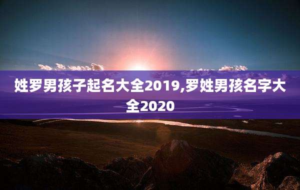 姓罗男孩子起名大全2019,罗姓男孩名字大全2020