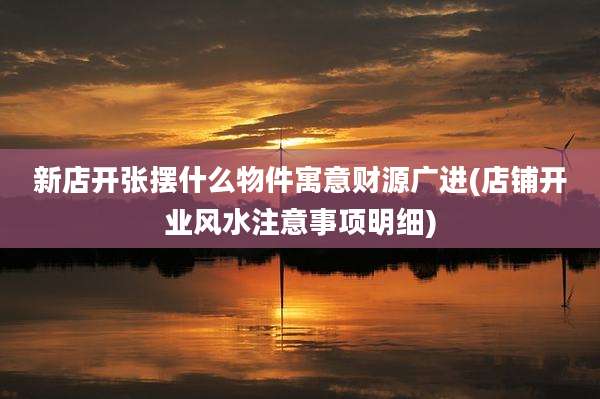 新店开张摆什么物件寓意财源广进(店铺开业风水注意事项明细)